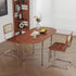 Modern Minimalist Foldable Oval Melamine Faced Board Wood Stainless Steel Dining Table For 4 Seats