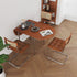 Modern Minimalist Foldable Oval Melamine Faced Board Wood Stainless Steel Dining Table For 4 Seats