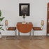 Modern Minimalist Foldable Oval Melamine Faced Board Wood Stainless Steel Dining Table For 4 Seats