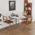 Modern Minimalist Foldable Oval Melamine Faced Board Wood Stainless Steel Dining Table For 4 Seats