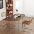 Modern Minimalist Foldable Oval Melamine Faced Board Wood Stainless Steel Dining Table For 4 Seats