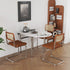 Modern Minimalist Foldable Oval Melamine Faced Board Wood Stainless Steel Dining Table For 4 Seats