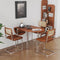 Modern Minimalist Foldable Oval Melamine Faced Board Wood Stainless Steel Dining Table For 4 Seats