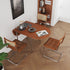 Modern Minimalist Foldable Oval Melamine Faced Board Wood Stainless Steel Dining Table For 4 Seats