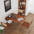 Modern Minimalist Foldable Oval Melamine Faced Board Wood Stainless Steel Dining Table For 4 Seats