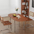 Modern Minimalist Foldable Oval Melamine Faced Board Wood Stainless Steel Dining Table For 4 Seats