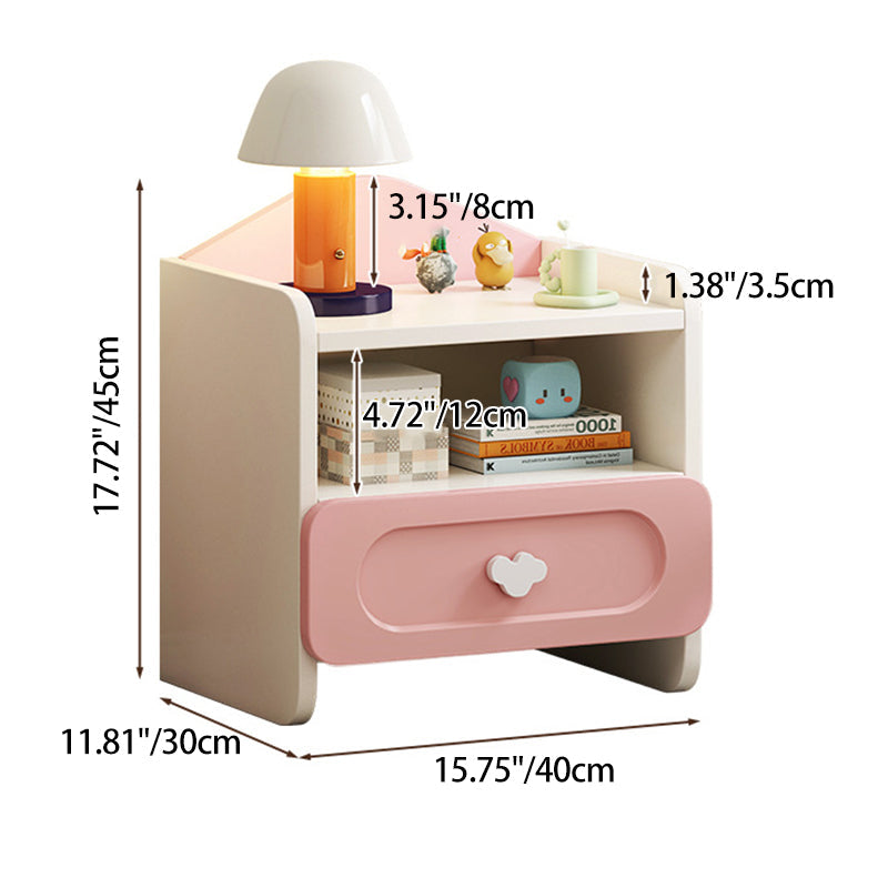 Contemporary Creative Kids Square MDF Nightstand 2-Drawer For Bedroom