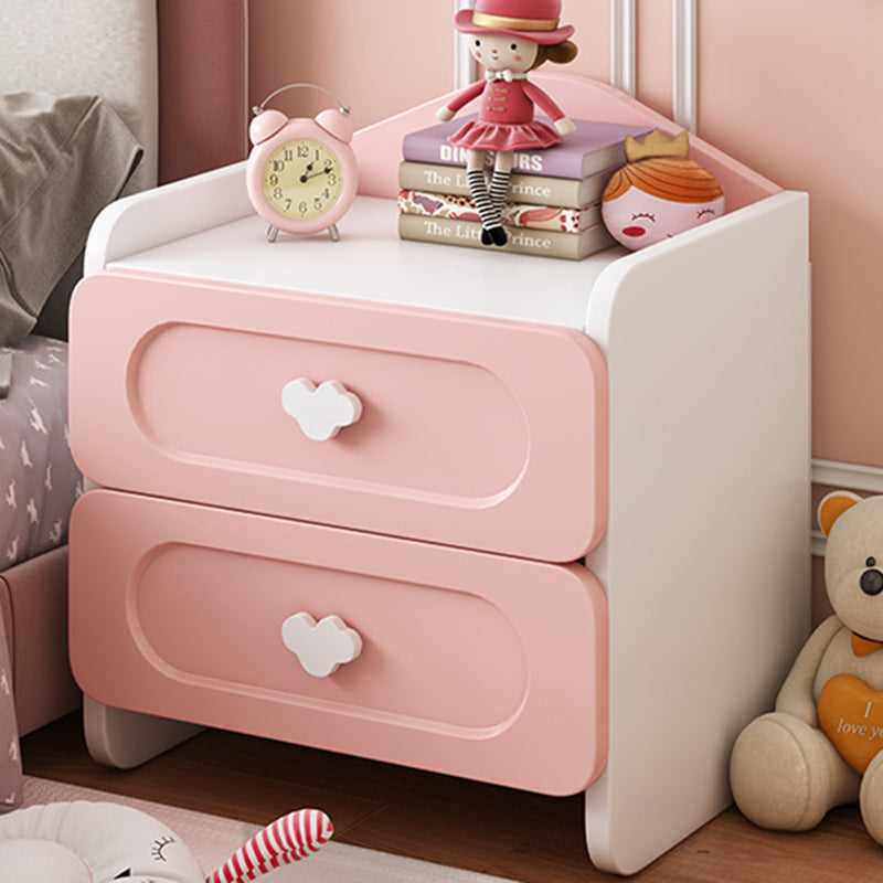Contemporary Creative Kids Square MDF Nightstand 2-Drawer For Bedroom