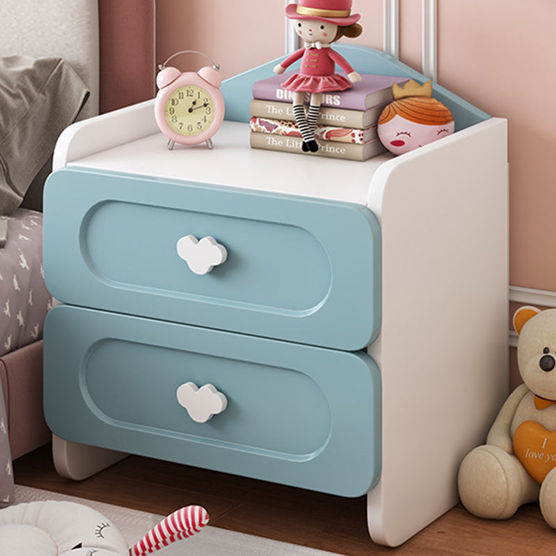 Contemporary Creative Kids Square MDF Nightstand 2-Drawer For Bedroom