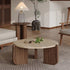 Modern Minimalist Round Sintered Stone Solid Wood Coffee Table For Living Room