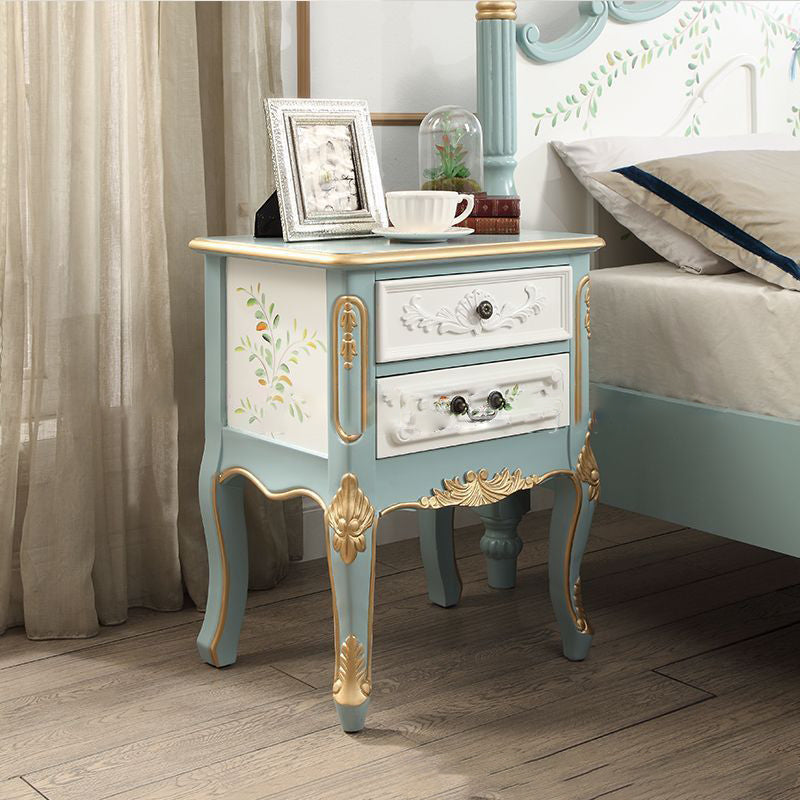 Traditional Vintage Medium Density Fiberboard Wood Nightstand 2 - Drawer For Bedside