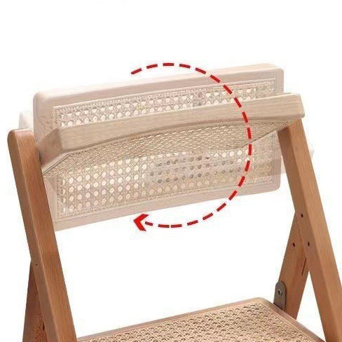 Contemporary Boho Rattan Wood Dining Chair Backrest Armless For Dining Room