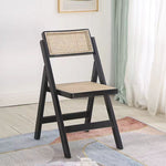 Contemporary Boho Rattan Wood Dining Chair Backrest Armless For Dining Room