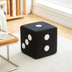 Contemporary Creative Cube Dice Lambswool Wood Chair Backless Armless For Living Room