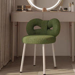 Contemporary Creative Bow Knot Lambswool Iron Vanity Stool Backrest Armless For Bedroom