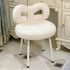 Contemporary Creative Bow Knot Lambswool Iron Vanity Stool Backrest Armless For Bedroom