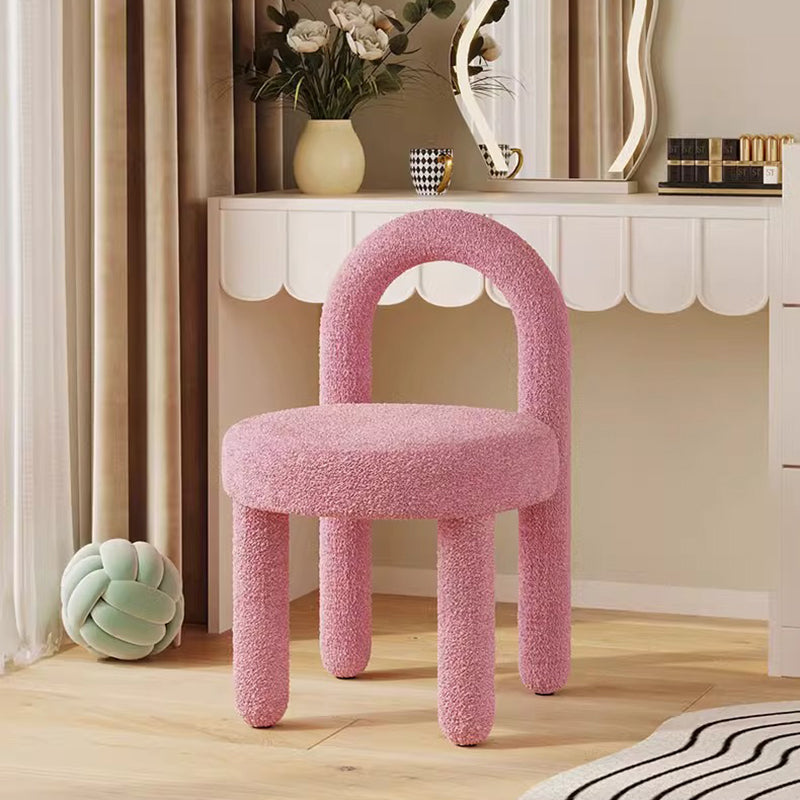 Modern Simplicity Lambswool Flannelette Carbon Steel Vanity Stool Backrest Armless For Bedroom