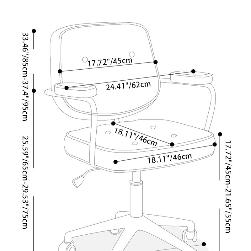 Modern Simplicity Leather Iron Desk Chair Backrest Armrest For Home Office