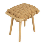 Modern Simplicity Fabric Weaving Wood Footstool Backless Armless For Living Room