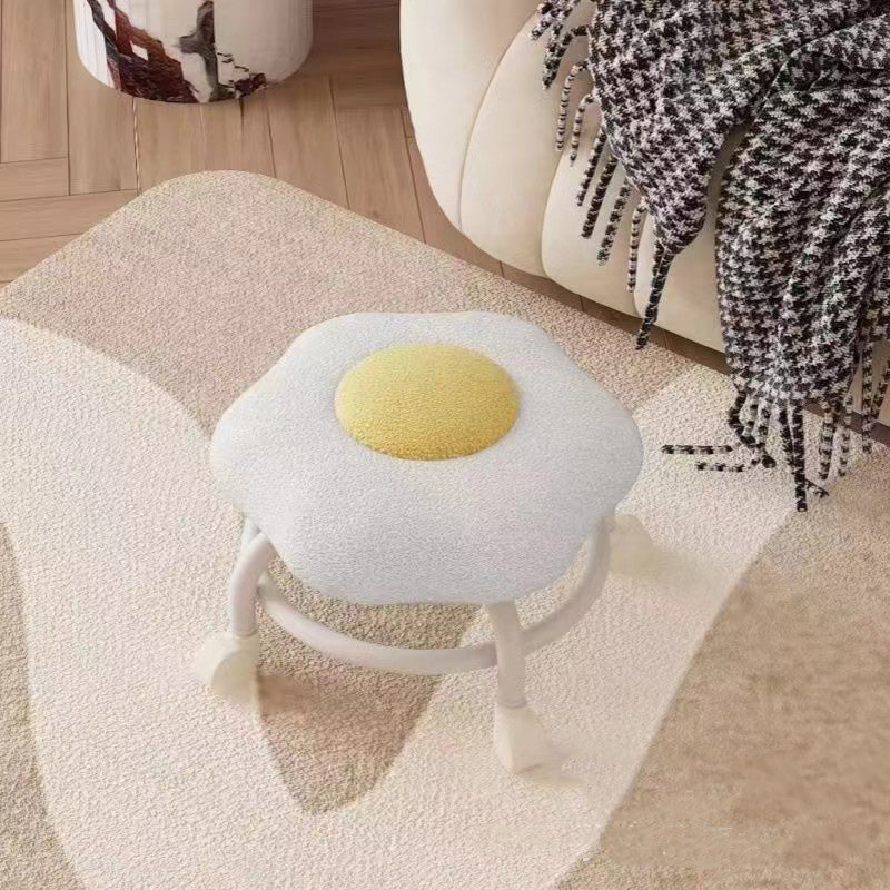 Contemporary Creative Plastic Lambswool Footstool Backless Armless For Living Room