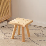 Contemporary Creative Biscuit Shape Wood Footstool Backless Armless For Living Room