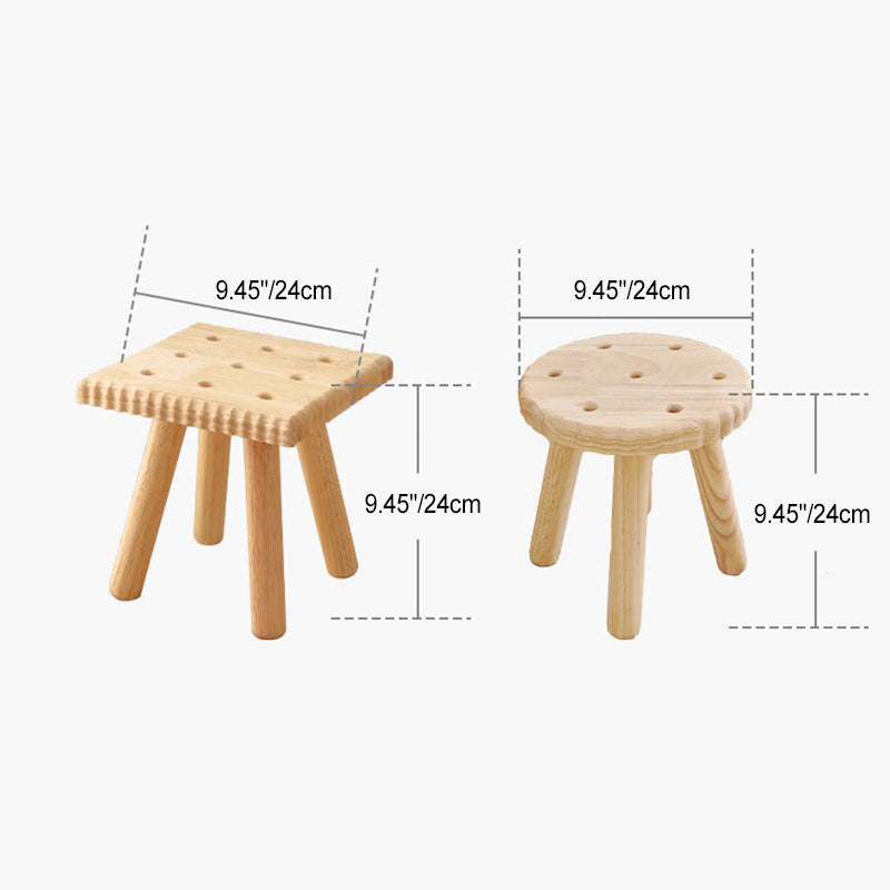 Contemporary Creative Biscuit Shape Wood Footstool Backless Armless For Living Room