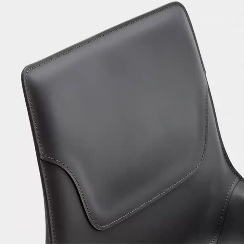 Modern Minimalist Carbon Steel Saddle Leather Dining Chair Backrest Armless For Dining Room