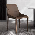 Modern Minimalist Carbon Steel Saddle Leather Dining Chair Backrest Armless For Dining Room