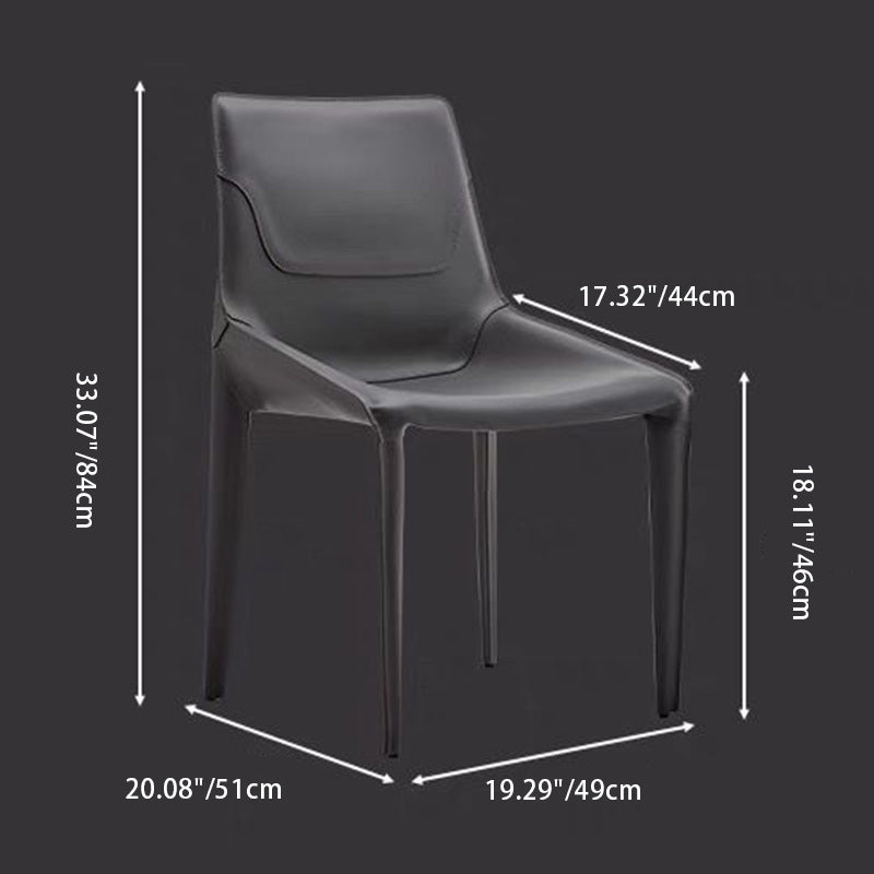 Modern Minimalist Carbon Steel Saddle Leather Dining Chair Backrest Armless For Dining Room