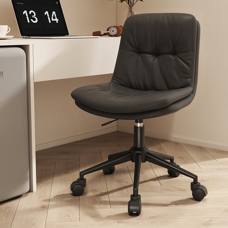 Contemporary Nordic Leather Steel Desk Chair Backrest Armless For Home Office