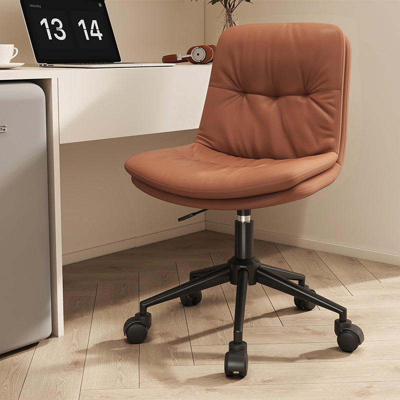 Contemporary Nordic Leather Steel Desk Chair Backrest Armless For Home Office