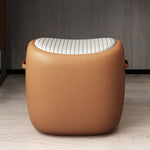 Contemporary Scandinavian Solid Wood Leather Footstool Backless Armless For Living Room