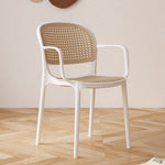 Contemporary Simplicity Rattan Plastic Dining Chair Backrest Armrest For Dining Room