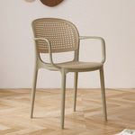 Contemporary Simplicity Rattan Plastic Dining Chair Backrest Armrest For Dining Room