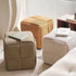 Contemporary Nordic Square Cube Corduroy Solid Wood Footstool Backless Armless For Living Room