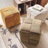 Contemporary Nordic Square Cube Corduroy Solid Wood Footstool Backless Armless For Living Room