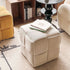 Contemporary Nordic Square Cube Corduroy Solid Wood Footstool Backless Armless For Living Room