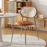 Contemporary Boho Leather Rattan Stainless Steel Dining Chair Backrest Armless For Dining Room