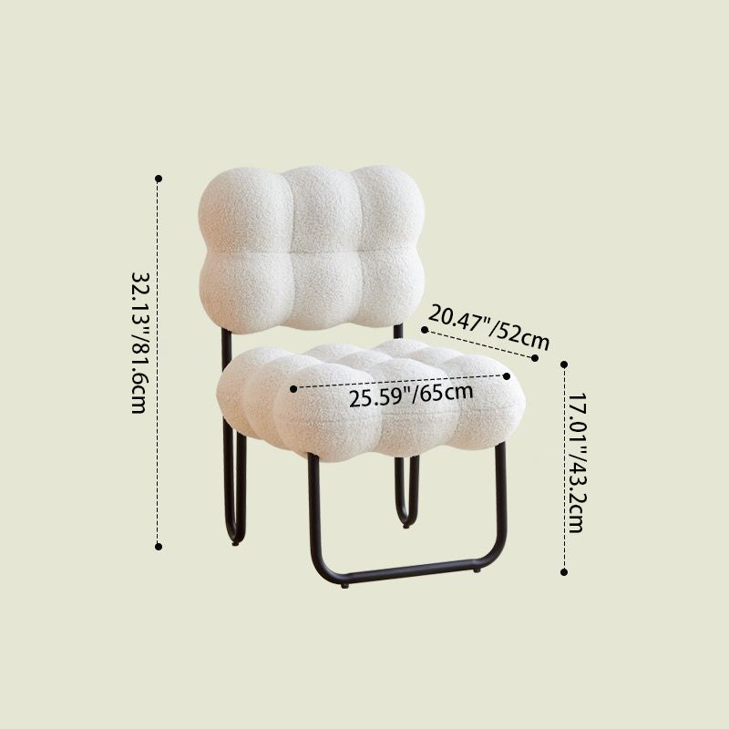 Modern Simplicity Cream Coil Velvet Carbon Steel Vanity Stool Backrest Armless For Bedroom