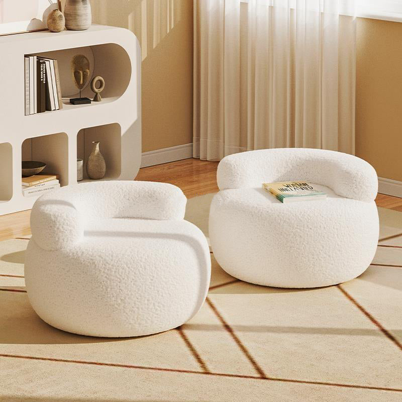 Modern Simplicity Cream Lambswool Solid Wood Low Stool Backrest Armless For Living Room