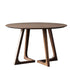 Contemporary Simplicity Round Wood Iron Base Dining Table For 5 Seats