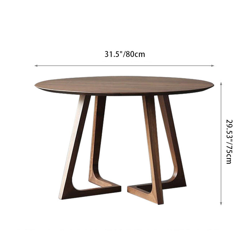 Contemporary Simplicity Round Wood Iron Base Dining Table For 5 Seats