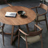 Contemporary Simplicity Round Wood Iron Base Dining Table For 5 Seats