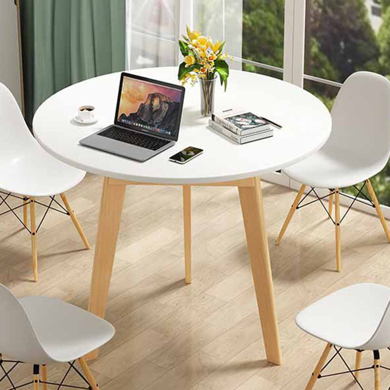 Modern Minimalist Round Density Fiberboard Wood Coffee Table 3 - Leg For Living Room