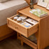 Contemporary Retro Cubic Square Cherry Wood Nightstand 1 - Drawer For Bedside