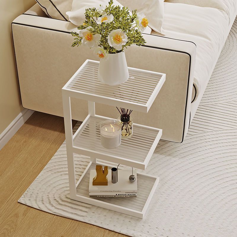 Contemporary Simplicity Glass Iron Side Table 3/4 - Tier For Living Room