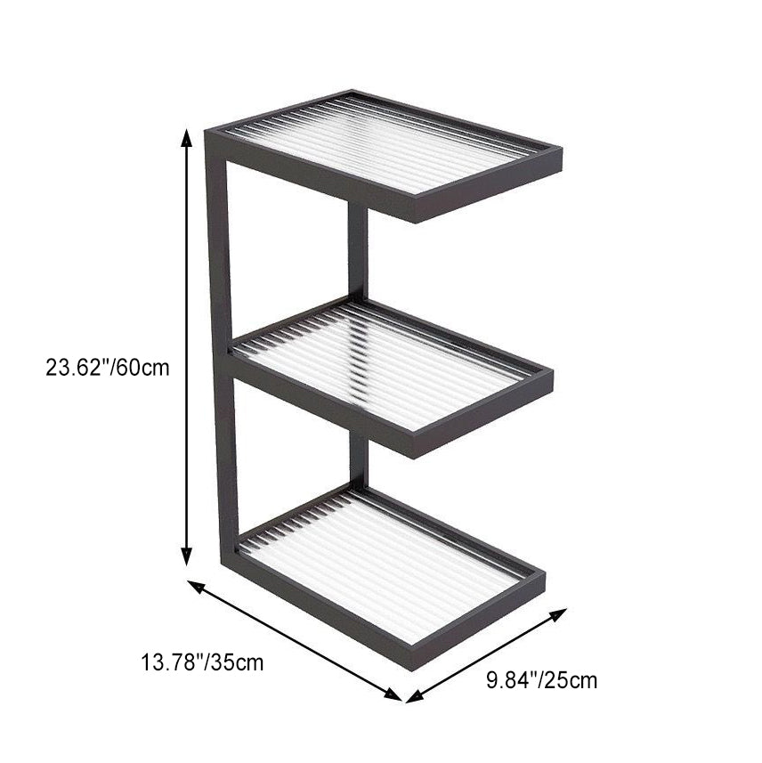 Contemporary Simplicity Glass Iron Side Table 3/4 - Tier For Living Room