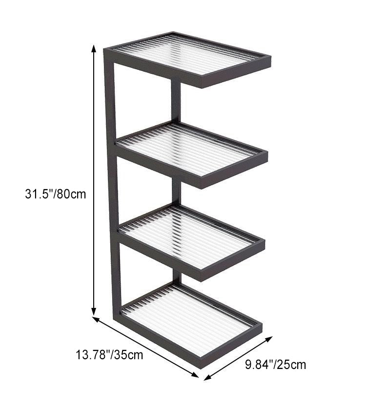 Contemporary Simplicity Glass Iron Side Table 3/4 - Tier For Living Room