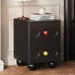 Contemporary Retro Cube Square Rubber Wood Nightstand 2 - Drawer For Bedroom