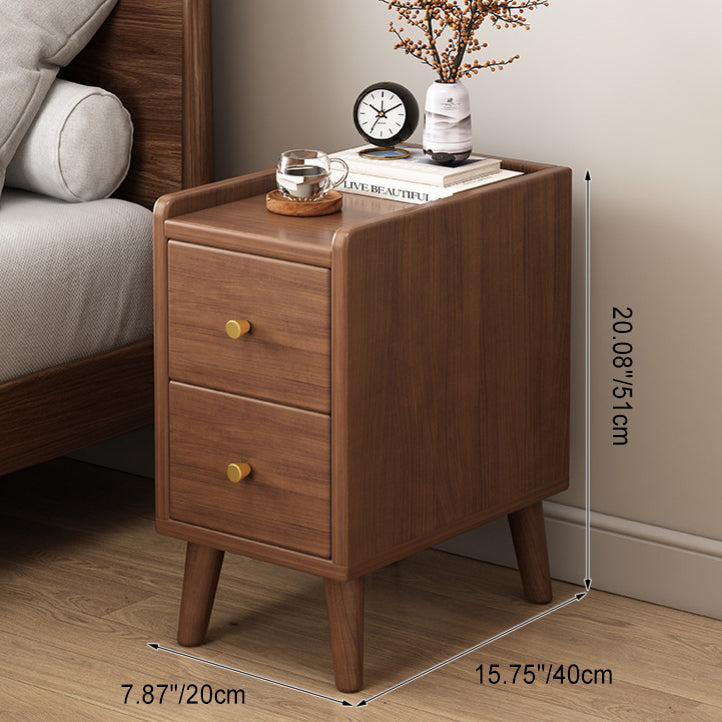 Contemporary Retro Cube Square Medium Density Fiberboard Nightstand 2 - Drawer For Bedroom